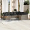 Image de Vidaxl Salon De Jardin Avec Coussins 10 Pcs Gris RÃ©sine TressÃ©e