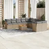 Image de Vidaxl Salon De Jardin Et Coussins 11 Pcs MÃ©lange Beige RÃ©sine TressÃ©e