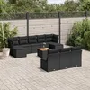 Image de Vidaxl Salon De Jardin 11 Pcs Avec Coussins Noir RÃ©sine TressÃ©e