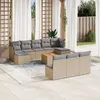 Image de Vidaxl Salon De Jardin Et Coussins 11 Pcs MÃ©lange Beige RÃ©sine TressÃ©e