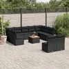 Image de Vidaxl Salon De Jardin 12 Pcs Avec Coussins Noir RÃ©sine TressÃ©e