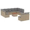 Image de Vidaxl Salon De Jardin Et Coussins 12 Pcs MÃ©lange Beige RÃ©sine TressÃ©e