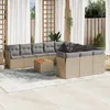 Image de Vidaxl Salon De Jardin Et Coussins 12 Pcs MÃ©lange Beige RÃ©sine TressÃ©e