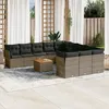 Image de Vidaxl Salon De Jardin Avec Coussins 12 Pcs Gris RÃ©sine TressÃ©e