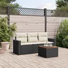 Image de Vidaxl Salon De Jardin 4 Pcs Avec Coussins Noir RÃ©sine TressÃ©e