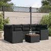 Image de Vidaxl Salon De Jardin 7 Pcs Avec Coussins Noir RÃ©sine TressÃ©e