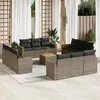 Image de Vidaxl Salon De Jardin Avec Coussins 13 Pcs Gris RÃ©sine TressÃ©e