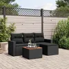 Image de Vidaxl Salon De Jardin 5 Pcs Avec Coussins Noir RÃ©sine TressÃ©e