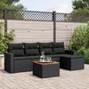 Image de Vidaxl Salon De Jardin 6 Pcs Avec Coussins Noir RÃ©sine TressÃ©e