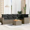 Image de Vidaxl Salon De Jardin 6 Pcs Avec Coussins Gris RÃ©sine TressÃ©e
