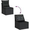 Image de Vidaxl Salon De Jardin 7 Pcs Avec Coussins Noir RÃ©sine TressÃ©e