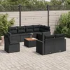 Image de Vidaxl Salon De Jardin 9 Pcs Avec Coussins Noir RÃ©sine TressÃ©e