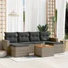 Image de Vidaxl Salon De Jardin Avec Coussins 7 Pcs Gris RÃ©sine TressÃ©e