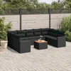 Image de Vidaxl Salon De Jardin 10 Pcs Avec Coussins Noir RÃ©sine TressÃ©e
