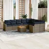 Image de Vidaxl Salon De Jardin 10 Pcs Avec Coussins Gris RÃ©sine TressÃ©e