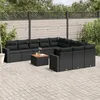 Image de Vidaxl Salon De Jardin 12 Pcs Avec Coussins Noir RÃ©sine TressÃ©e