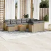 Image de Vidaxl Salon De Jardin Et Coussins 11 Pcs MÃ©lange Beige RÃ©sine TressÃ©e