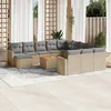 Image de Vidaxl Salon De Jardin Et Coussins 13 Pcs MÃ©lange Beige RÃ©sine TressÃ©e