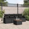 Image de Vidaxl Salon De Jardin 5 Pcs Avec Coussins Noir RÃ©sine TressÃ©e