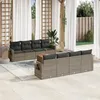 Image de Vidaxl Salon De Jardin 9 Pcs Avec Coussins Gris RÃ©sine TressÃ©e