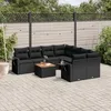 Image de Vidaxl Salon De Jardin 9 Pcs Avec Coussins Noir RÃ©sine TressÃ©e