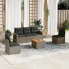 Image de Vidaxl Salon De Jardin 6 Pcs Avec Coussins Gris RÃ©sine TressÃ©e