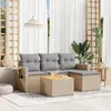 Image de Vidaxl Salon De Jardin Avec Coussins 5pcs MÃ©lange Beige RÃ©sine TressÃ©e