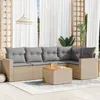 Image de Vidaxl Salon De Jardin Avec Coussins 6pcs MÃ©lange Beige RÃ©sine TressÃ©e