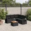 Image de Vidaxl Salon De Jardin 6 Pcs Avec Coussins Noir RÃ©sine TressÃ©e