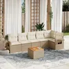 Image de Vidaxl Salon De Jardin Avec Coussins 7 Pcs Beige RÃ©sine TressÃ©e