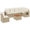 Image de Vidaxl Salon De Jardin Avec Coussins 7 Pcs Beige RÃ©sine TressÃ©e