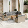 Image de Vidaxl Salon De Jardin Avec Coussins 9pcs MÃ©lange Beige RÃ©sine TressÃ©e