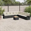 Image de Vidaxl Salon De Jardin 10 Pcs Avec Coussins Noir RÃ©sine TressÃ©e