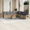 Image de Vidaxl Salon De Jardin Et Coussins 10 Pcs MÃ©lange Beige RÃ©sine TressÃ©e