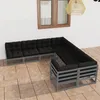 Image de Vidaxl Salon De Jardin Avec Coussins 10 Pcs Gris RÃ©sine TressÃ©e
