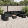 Image de Vidaxl Salon De Jardin 11 Pcs Avec Coussins Noir RÃ©sine TressÃ©e