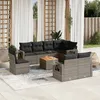 Image de Vidaxl Salon De Jardin 9 Pcs Avec Coussins Gris RÃ©sine TressÃ©e