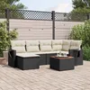 Image de Vidaxl Salon De Jardin 7 Pcs Avec Coussins Noir RÃ©sine TressÃ©e