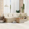 Image de Vidaxl Salon De Jardin Avec Coussins 7 Pcs Beige RÃ©sine TressÃ©e
