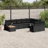 Image de Vidaxl Salon De Jardin 10 Pcs Avec Coussins Noir RÃ©sine TressÃ©e