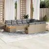 Image de Vidaxl Salon De Jardin Et Coussins 11 Pcs MÃ©lange Beige RÃ©sine TressÃ©e