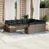 Image de Vidaxl Salon De Jardin 11 Pcs Avec Coussins Gris RÃ©sine TressÃ©e