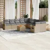 Image de Vidaxl Salon De Jardin Et Coussins 11 Pcs MÃ©lange Beige RÃ©sine TressÃ©e
