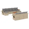 Image de Vidaxl Salon De Jardin Et Coussins 11 Pcs MÃ©lange Beige RÃ©sine TressÃ©e