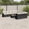 Image de Vidaxl Salon De Jardin 12 Pcs Avec Coussins Noir RÃ©sine TressÃ©e