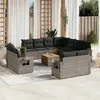 Image de Vidaxl Salon De Jardin Avec Coussins 12 Pcs Gris RÃ©sine TressÃ©e