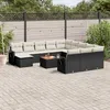 Image de Vidaxl Salon De Jardin Avec Coussins 13 Pcs Noir RÃ©sine TressÃ©e