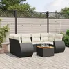 Image de Vidaxl Salon De Jardin 7 Pcs Avec Coussins Noir RÃ©sine TressÃ©e