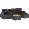 Image de Vidaxl Salon De Jardin 6 Pcs Avec Coussins Noir RÃ©sine TressÃ©e
