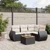 Image de Vidaxl Salon De Jardin 5 Pcs Avec Coussins Noir RÃ©sine TressÃ©e